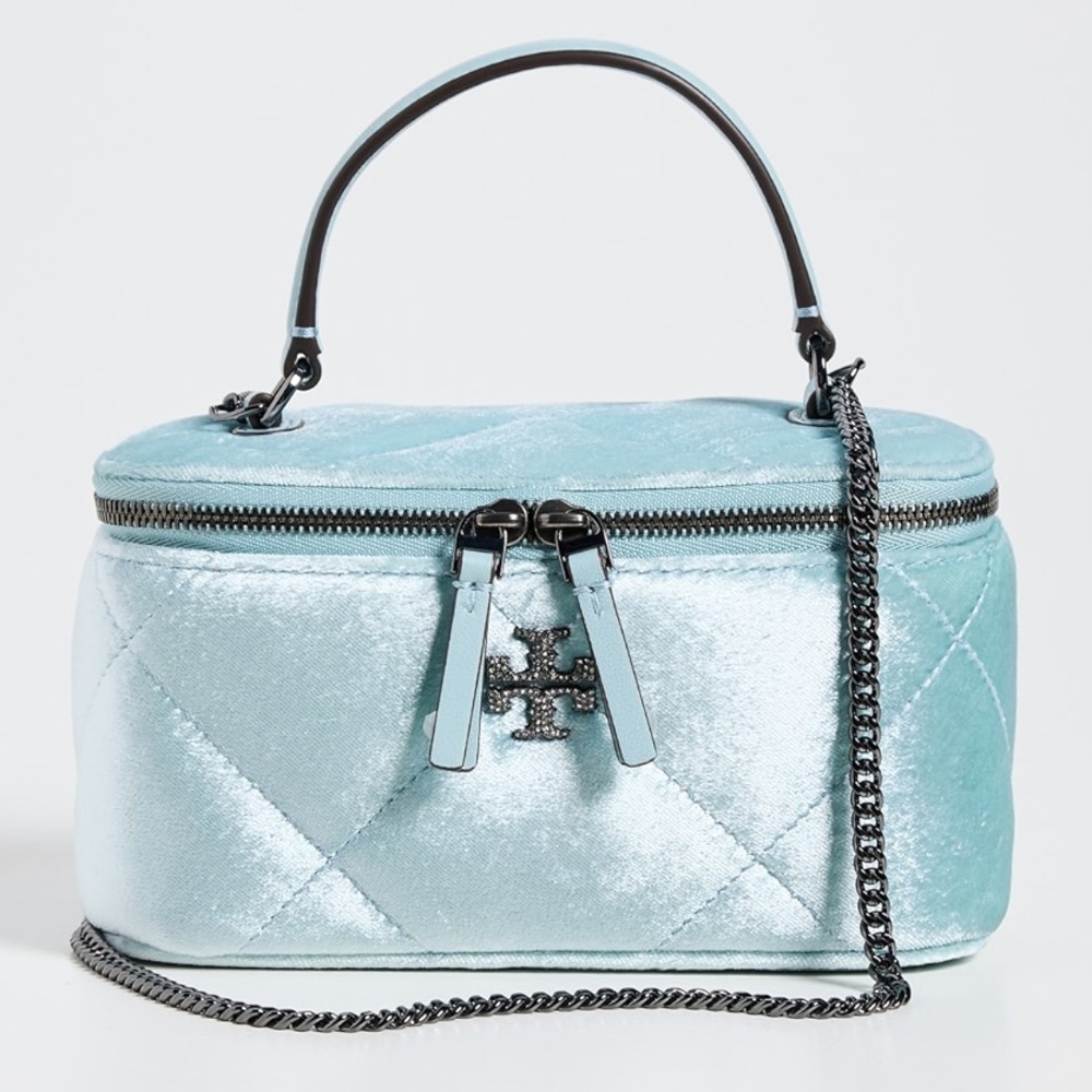 Tory Burch Kira Pave Logo Velvet Diamond Vanity Case Bag (item #N03)